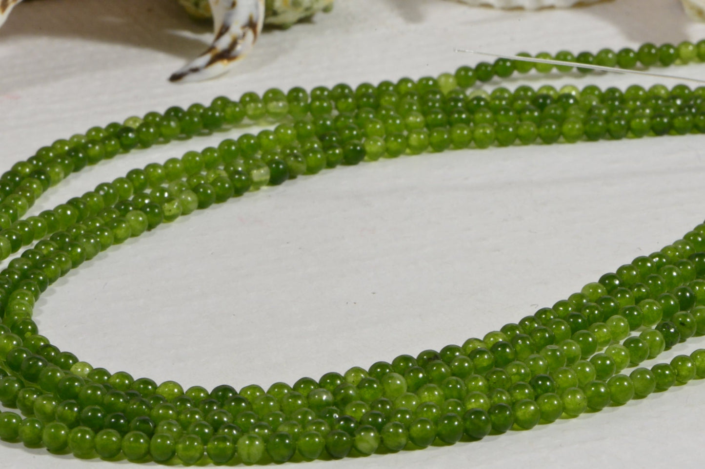 3.2mm Jade Beads: Translucent Green Gemstone Jewelry Making Supplies