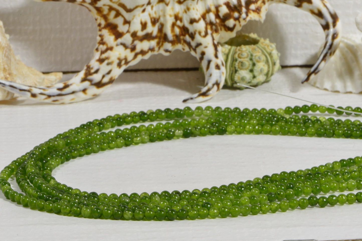 3.2mm Jade Beads: Translucent Green Gemstone Jewelry Making Supplies