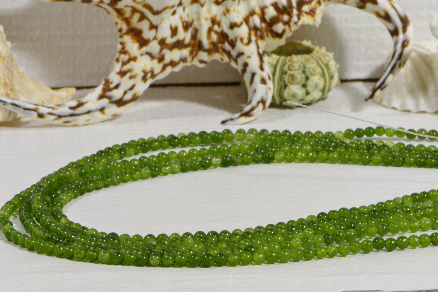 3.2mm Jade Beads: Translucent Green Gemstone Jewelry Making Supplies