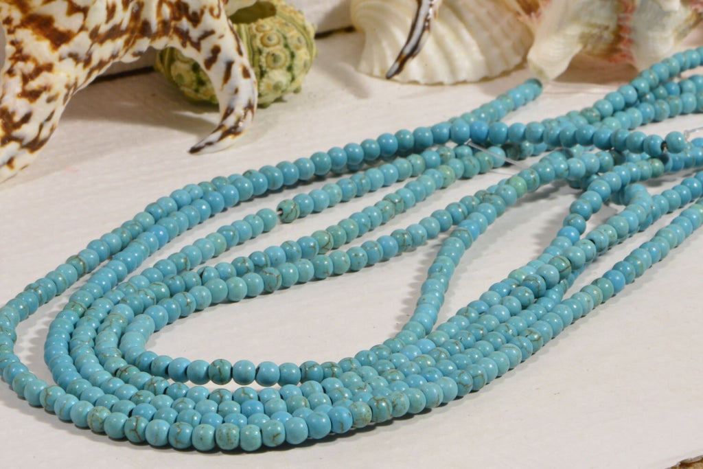 Dyed Magnesite Beads: 4mm Light Sky Blue Round Gemstone Beads