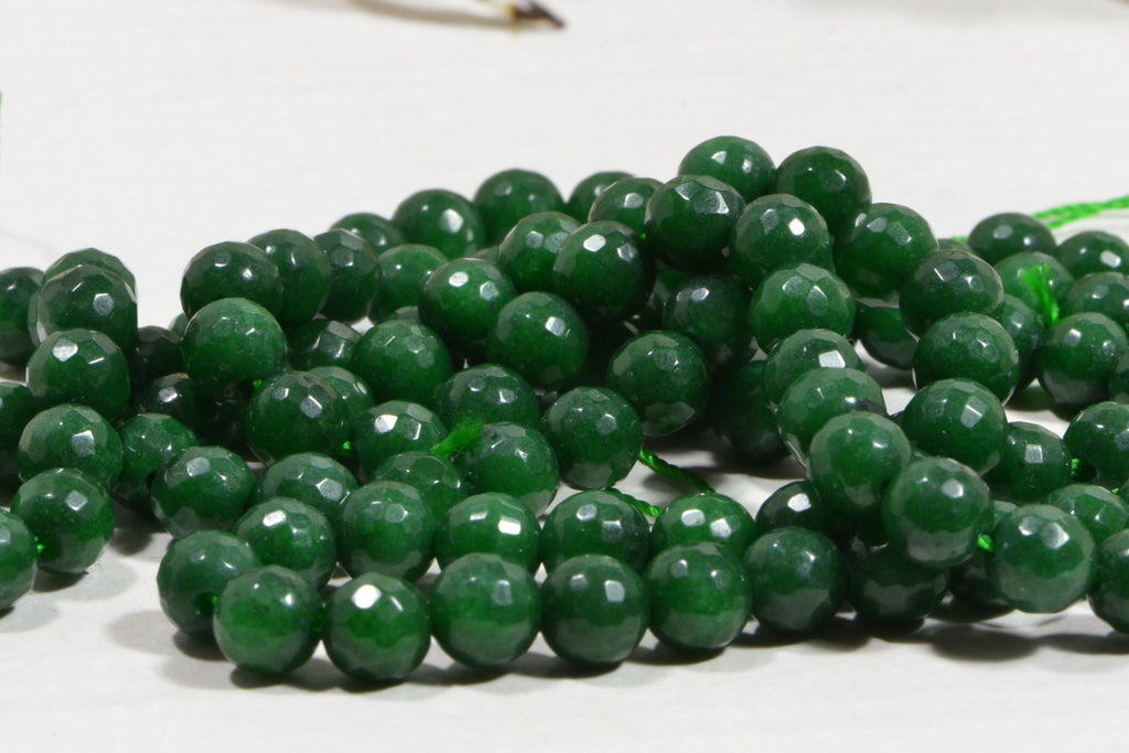 Emerald Green Quartz Beads: 6mm Faceted Gemstone Beads