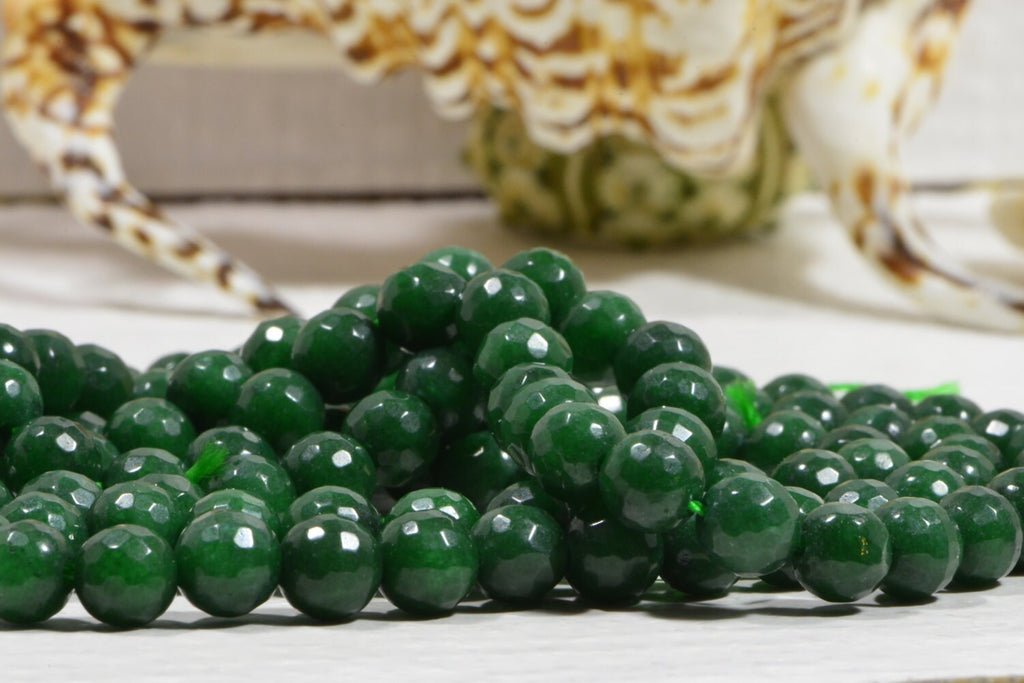 Emerald Green Quartz Beads: 6mm Faceted Gemstone Beads