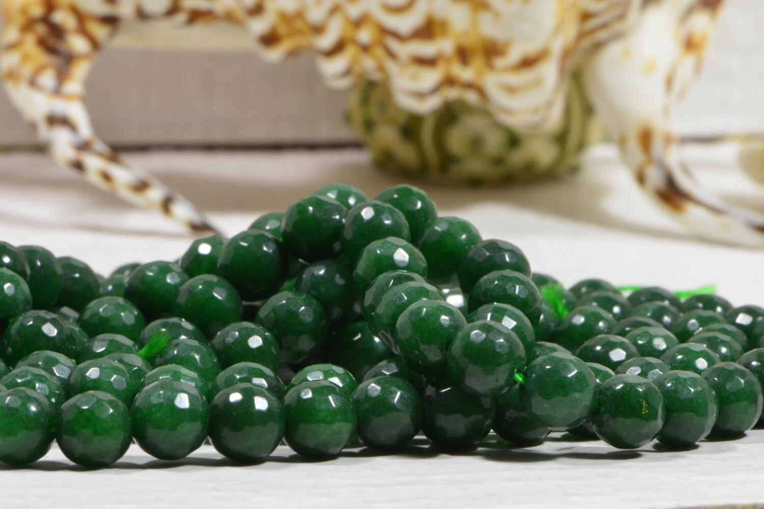 Emerald Green Quartz Beads: 6mm Faceted Gemstone Beads