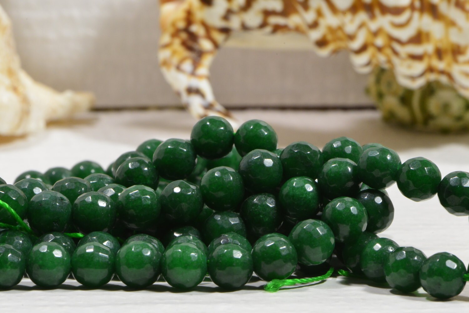 Emerald Green Quartz Beads: 6mm Faceted Gemstone Beads