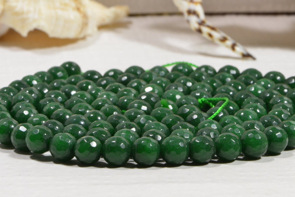 Emerald Green Quartz Beads: 6mm Faceted Gemstone Beads
