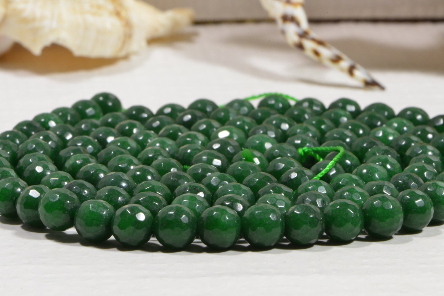 Emerald Green Quartz Beads: 6mm Faceted Gemstone Beads