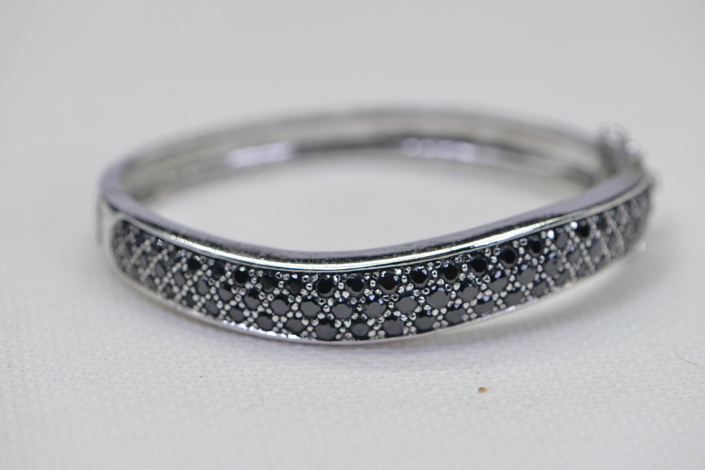 Black Diamond Multi rows Cuff Bracelet Sterling Silver Gemstone Bracelet