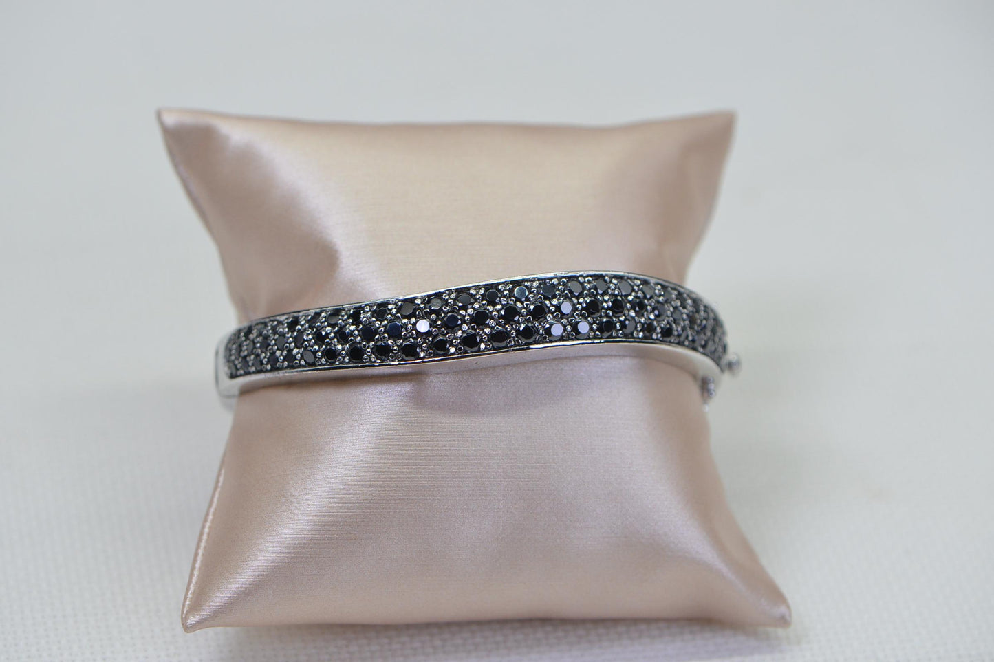 Black Diamond Multi rows Cuff Bracelet Sterling Silver Gemstone Bracelet