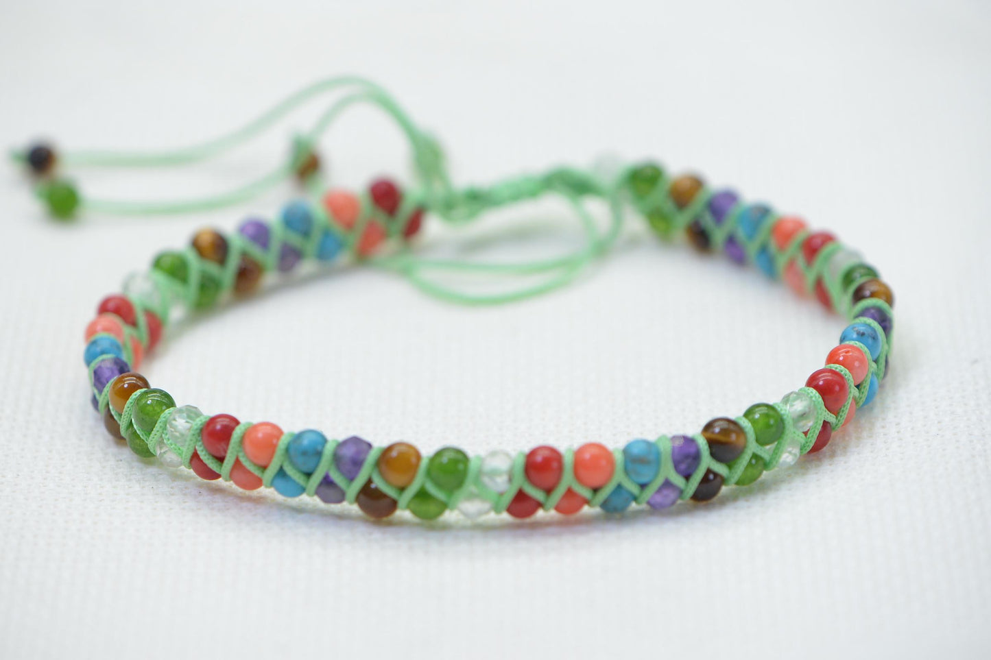 Macrame Chakra Bracelet: Multi-Stone Beaded Anklet