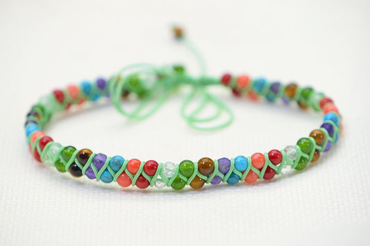 Macrame Chakra Bracelet: Multi-Stone Beaded Anklet