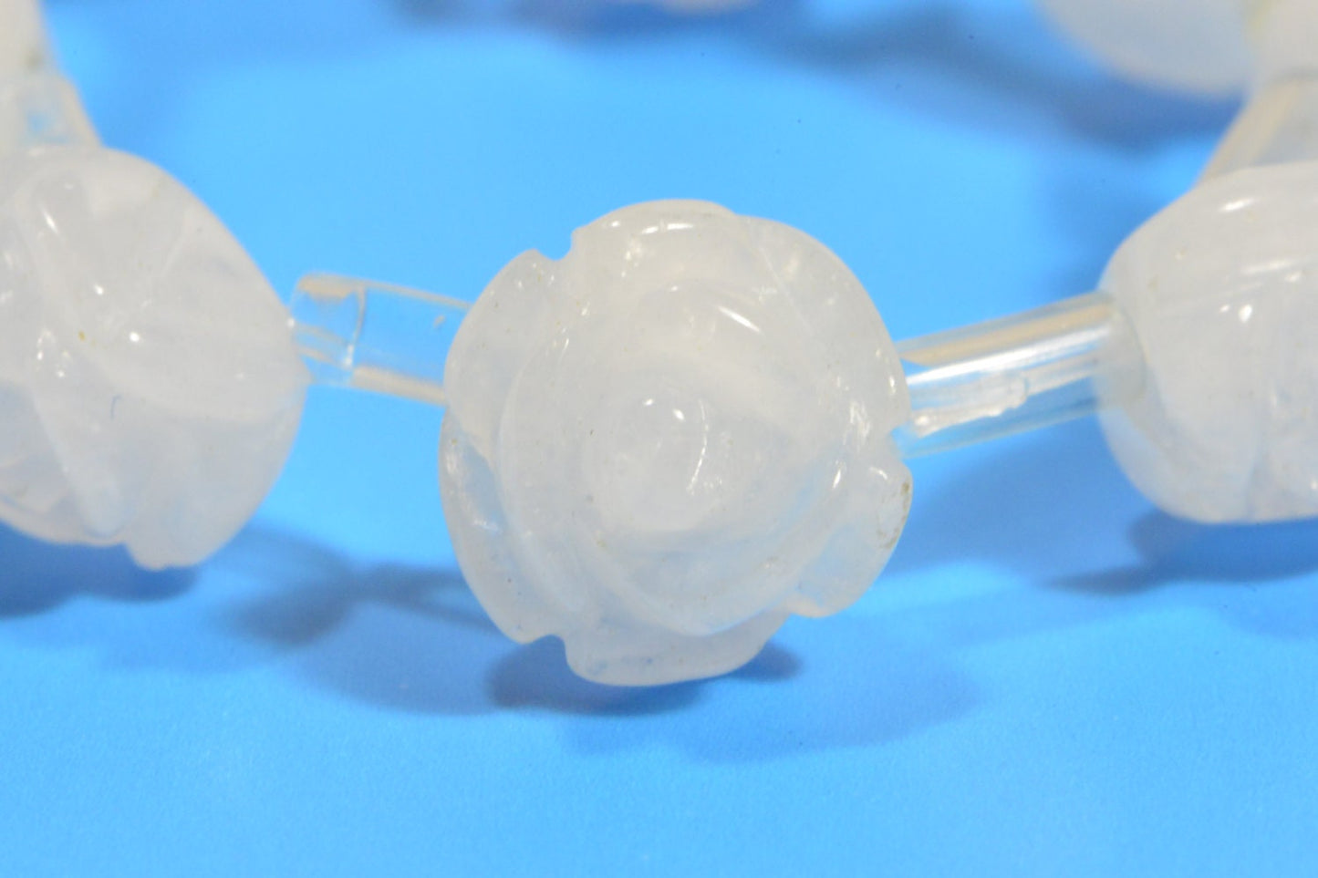 10mm White Jade Rose Beads: Carved Gemstone Jewelry Supplies