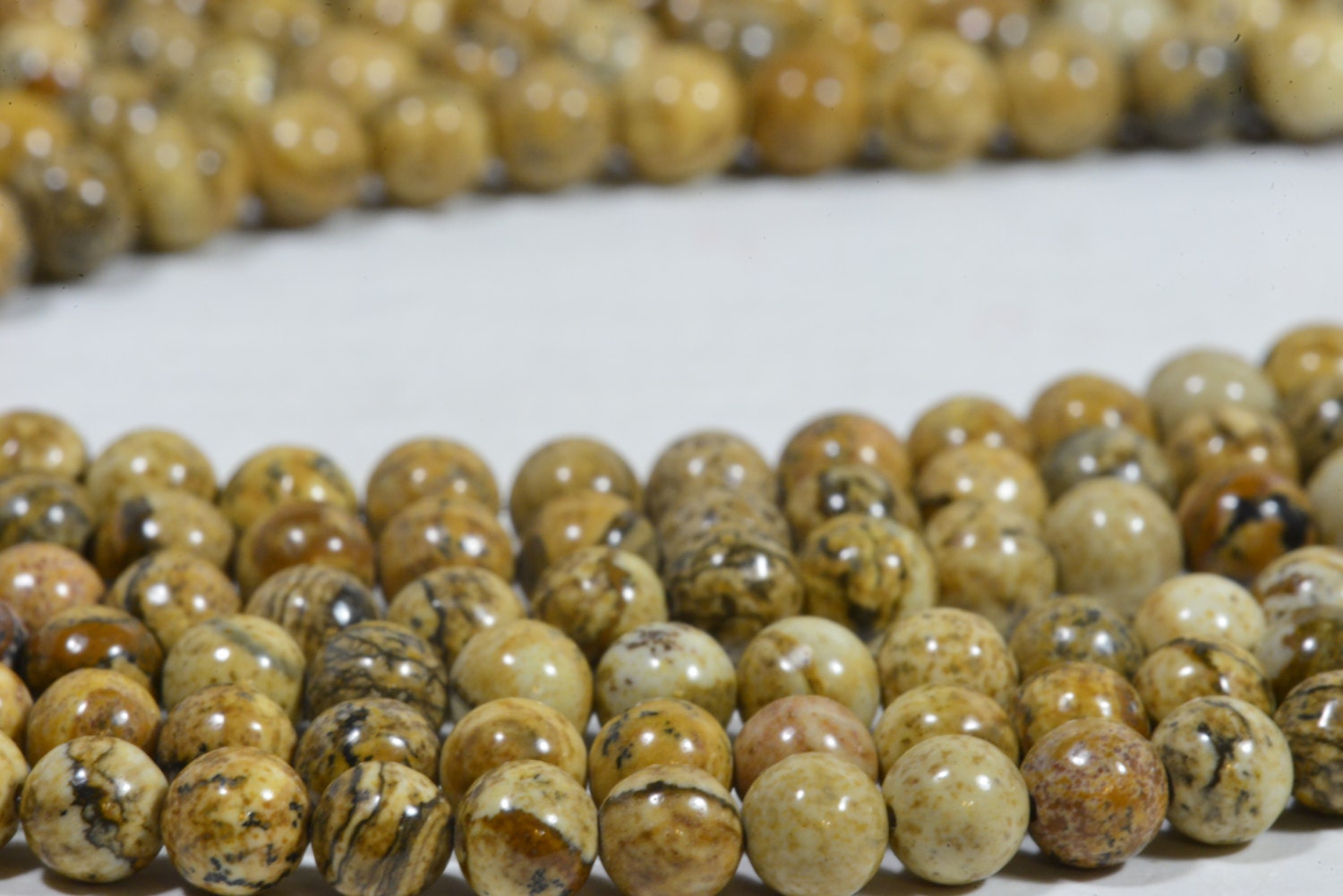 Picture Jasper Gemstone Beads: Round Smooth 6mm, 16" Strand