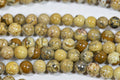 Picture Jasper Round  Natural Beads  Gemstone Yellow Brown Beads  Jewelry Making Supplies Full Strand