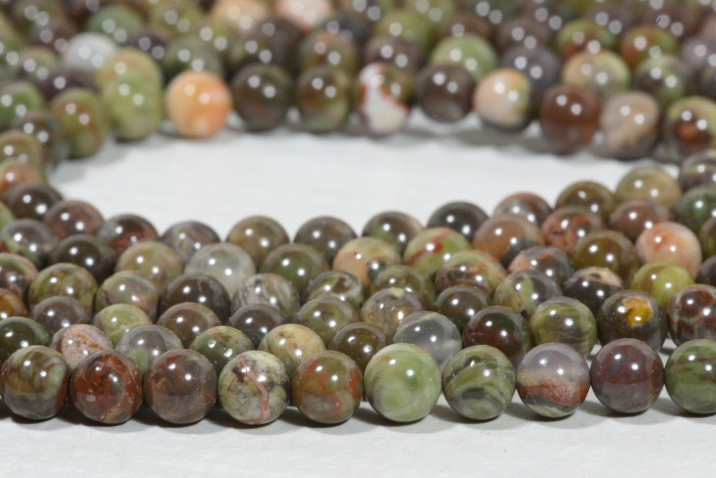 6mm Rainforest Jasper Beads: Natural Gemstone Bracelet Supplies