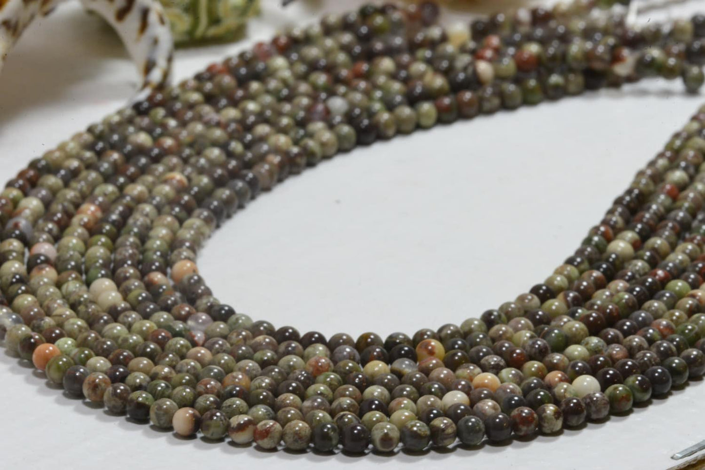 AAA Rainforest Jasper Beads: 4mm Round Gemstone Strand