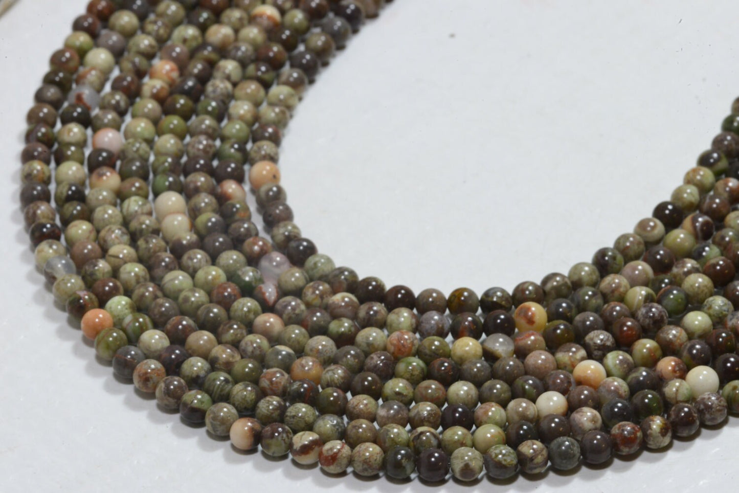AAA Rainforest Jasper Beads: 4mm Round Gemstone Strand