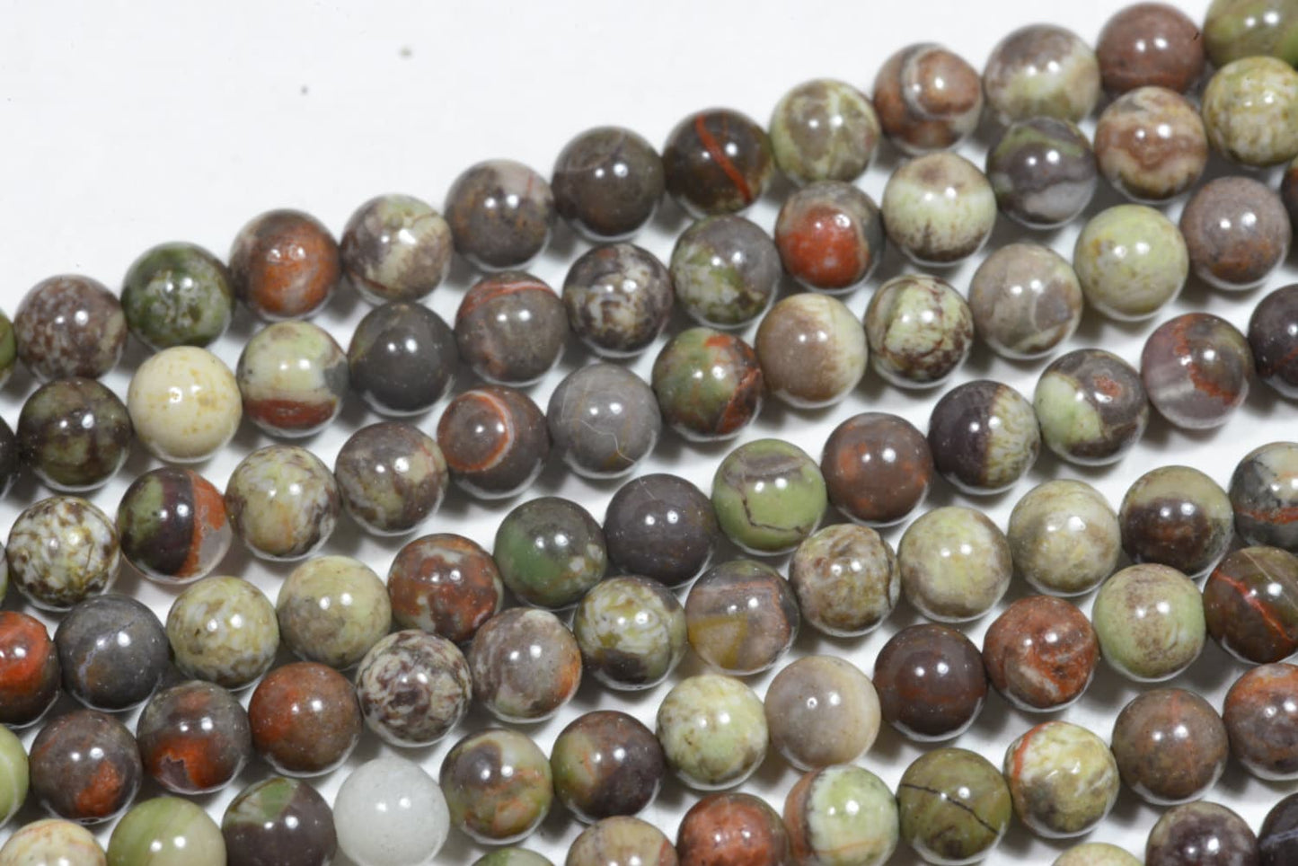 AAA Rainforest Jasper Beads: 4mm Round Gemstone Strand