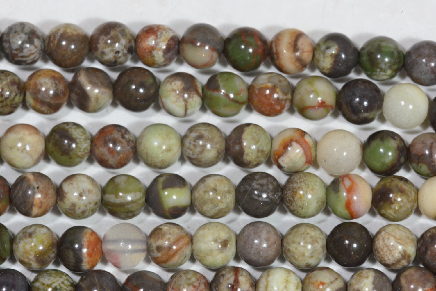 AAA Rainforest Jasper Beads: 4mm Round Gemstone Strand