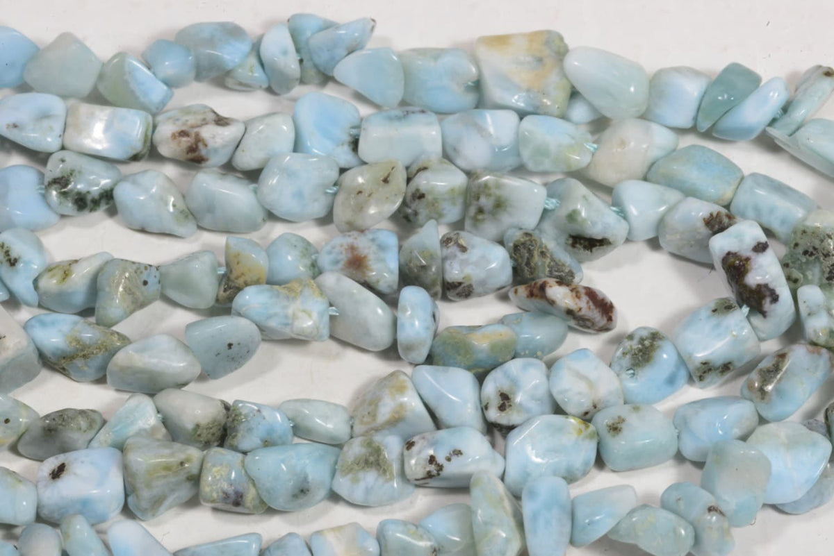 Larimar Gemstone Beads: 4-7mm Natural Nugget Strand, Jewelry Making