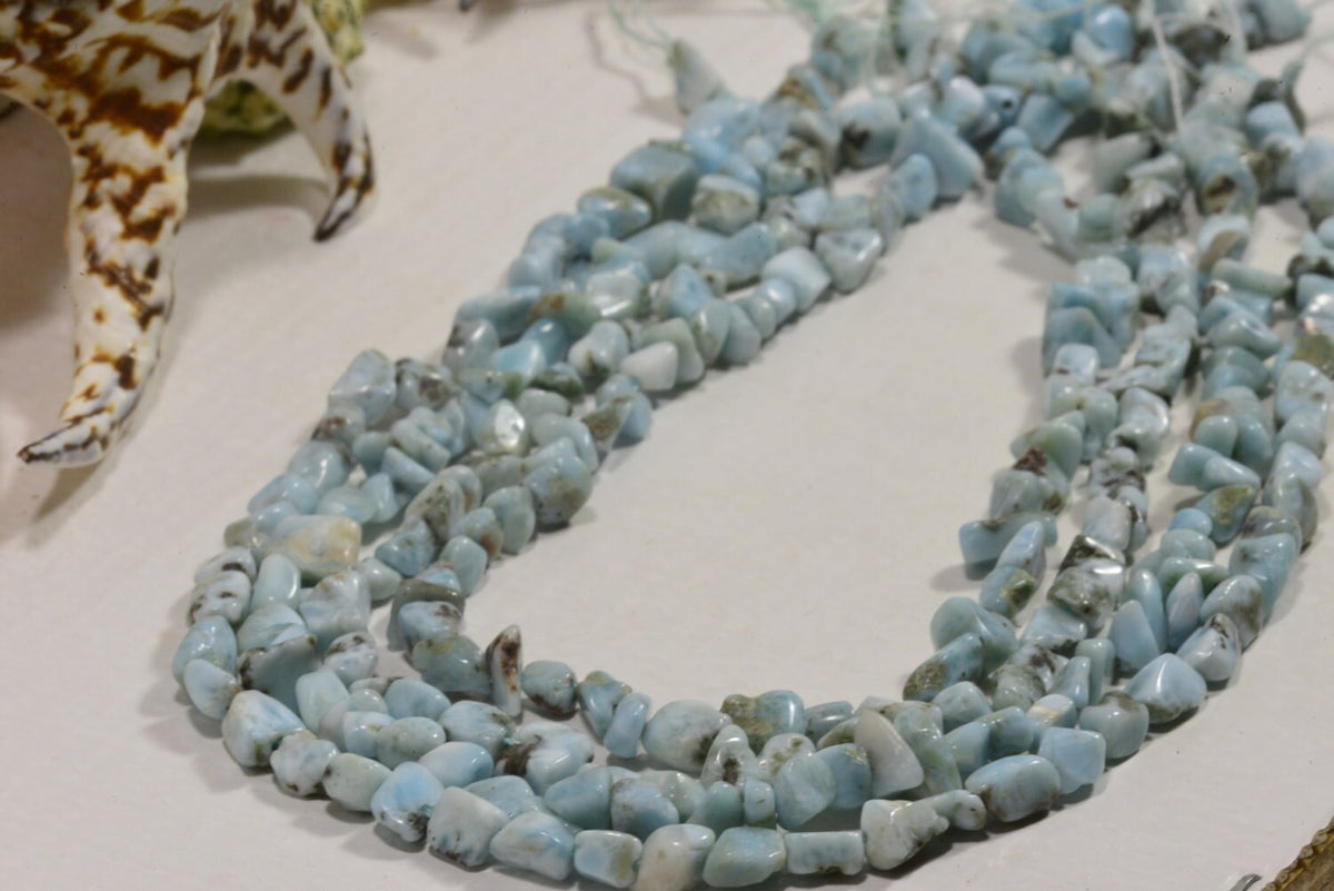 Larimar Gemstone Beads: 4-7mm Natural Nugget Strand, Jewelry Making