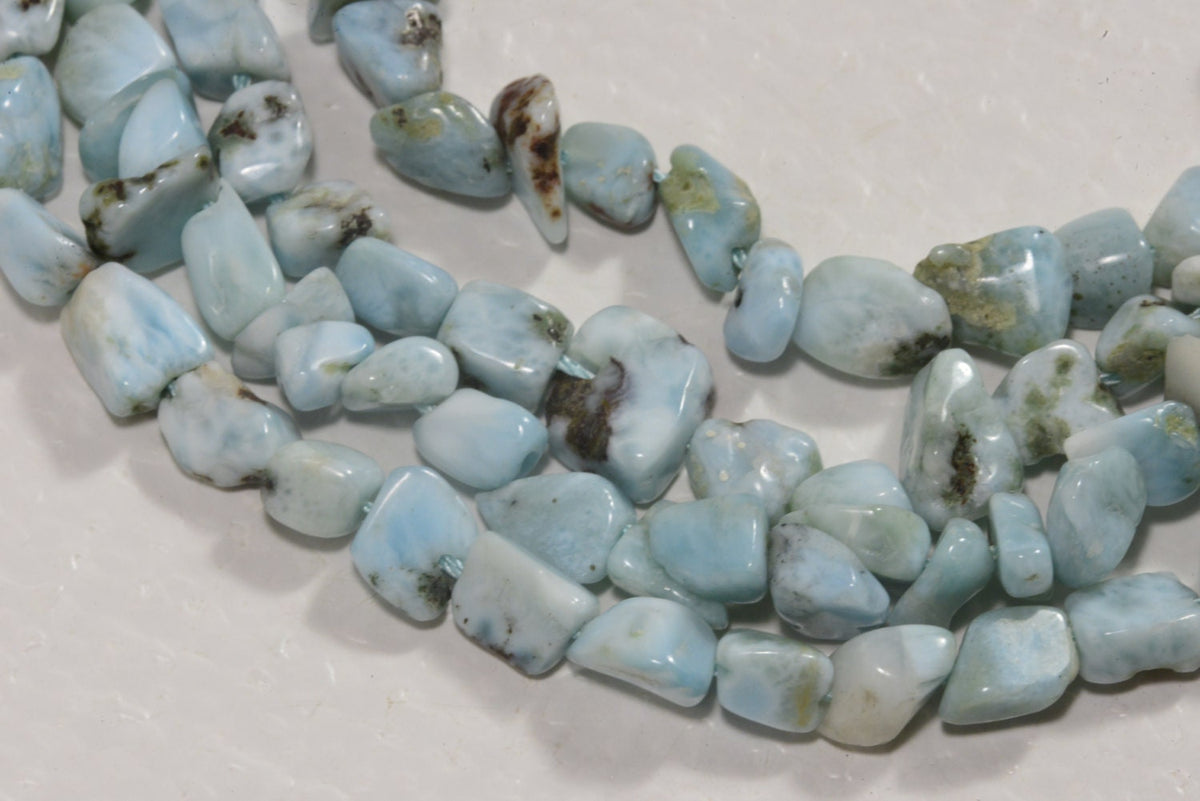 Larimar Gemstone Beads: 4-7mm Natural Nugget Strand, Jewelry Making
