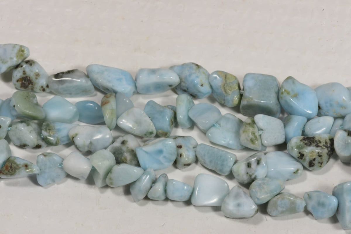 Larimar Gemstone Beads: 4-7mm Natural Nugget Strand, Jewelry Making