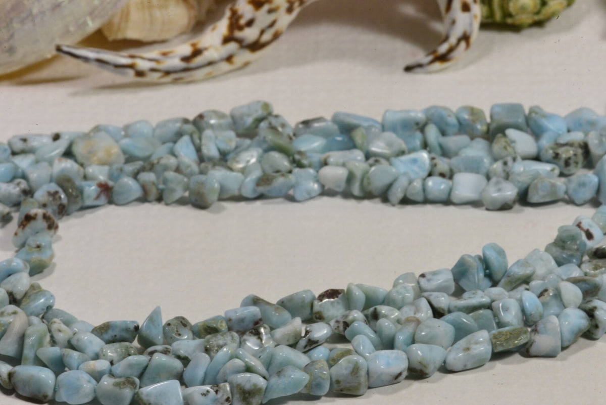 Larimar Gemstone Beads: 4-7mm Natural Nugget Strand, Jewelry Making