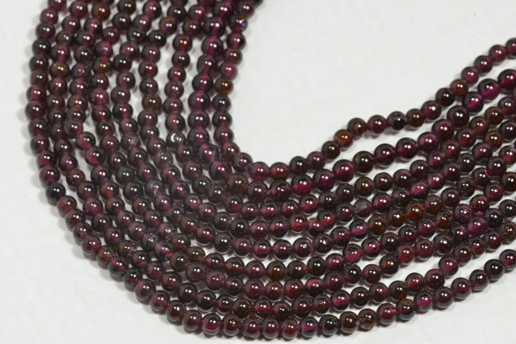 Red Garnet Beads: 3.3mm Round Gemstone Beads, 14.5" Strand
