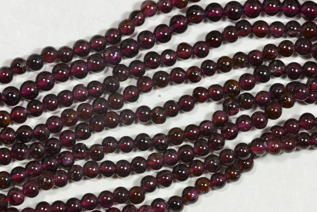 Red Garnet Beads: 3.3mm Round Gemstone Beads, 14.5" Strand