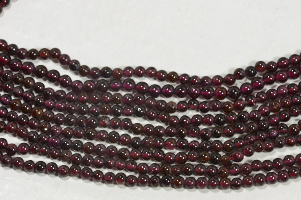 Red Garnet Beads: 3.3mm Round Gemstone Beads, 14.5" Strand