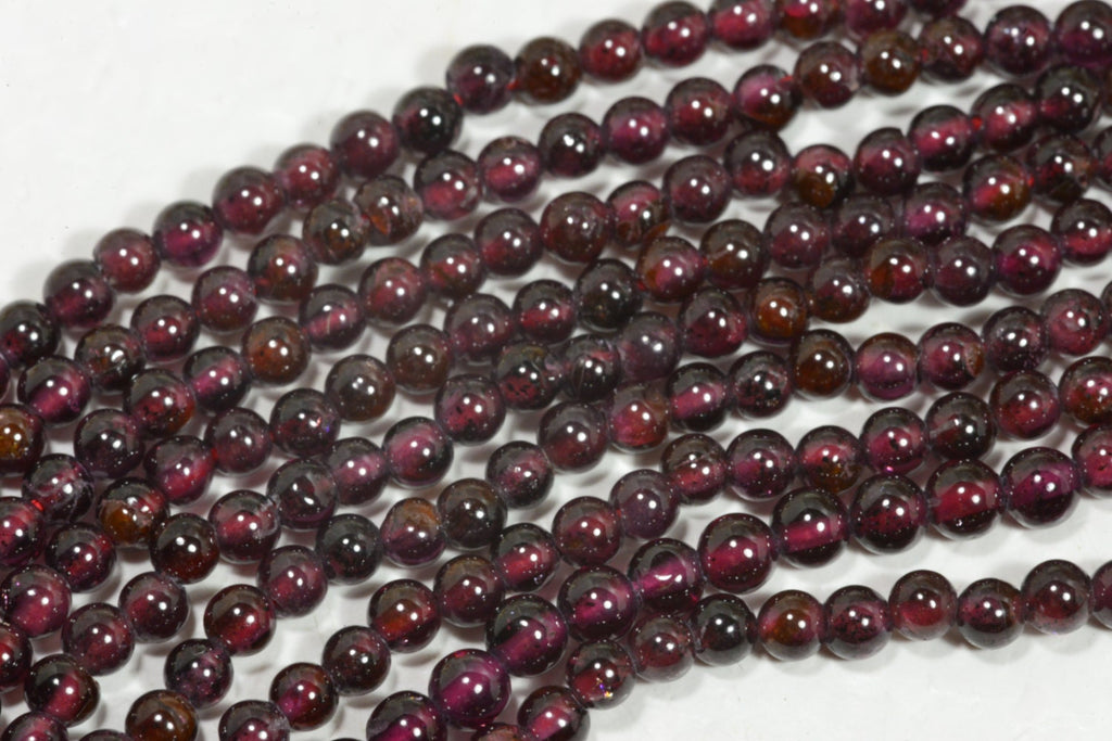 Red Garnet Beads: 3.3mm Round Gemstone Beads, 14.5" Strand