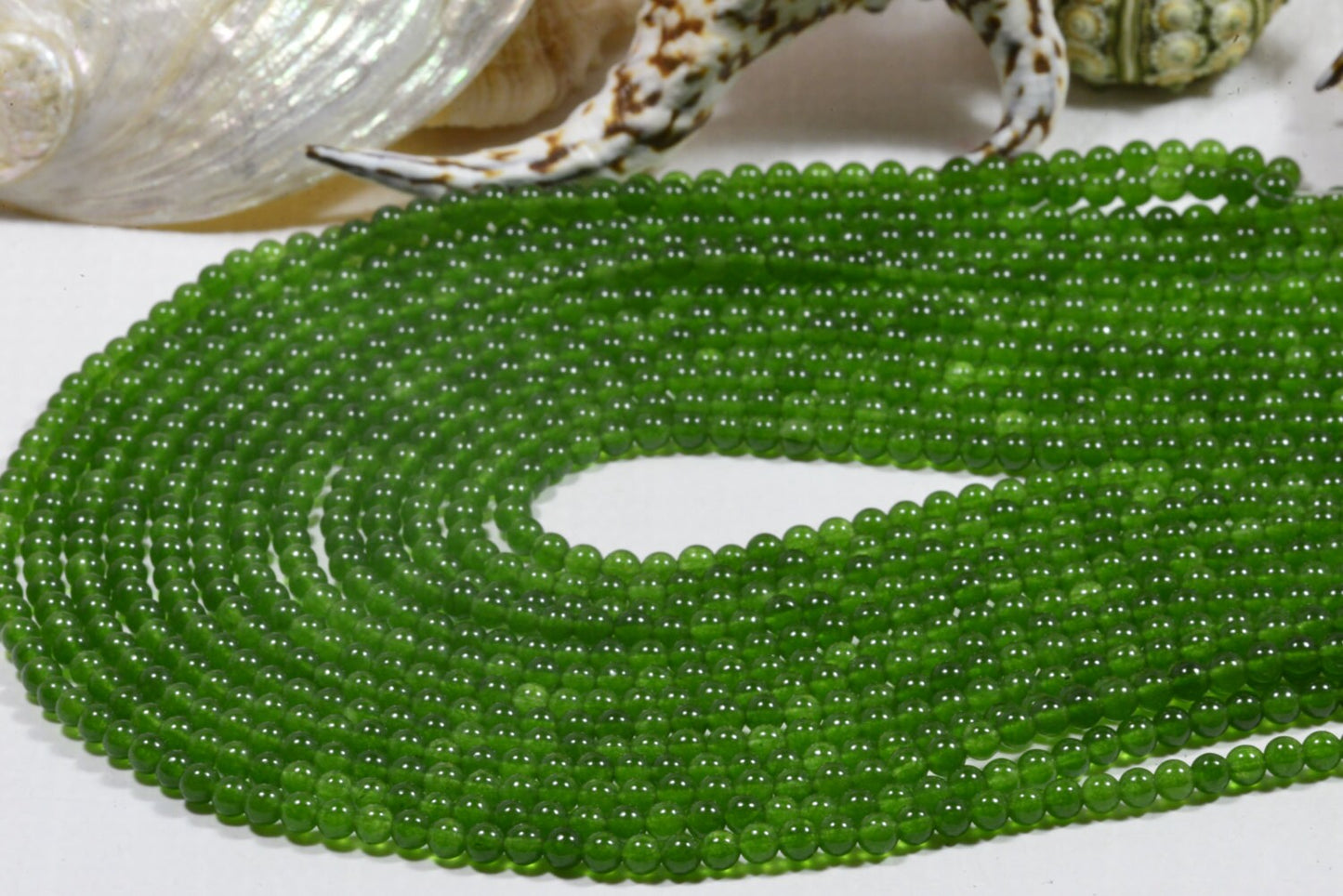3mm Translucent Green Jade Beads: Natural Gemstone Jewelry Making Supplies
