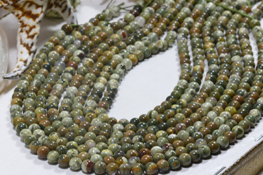 6mm Rhyolite Jasper Beads: Natural Gemstone Jewelry Supplies
