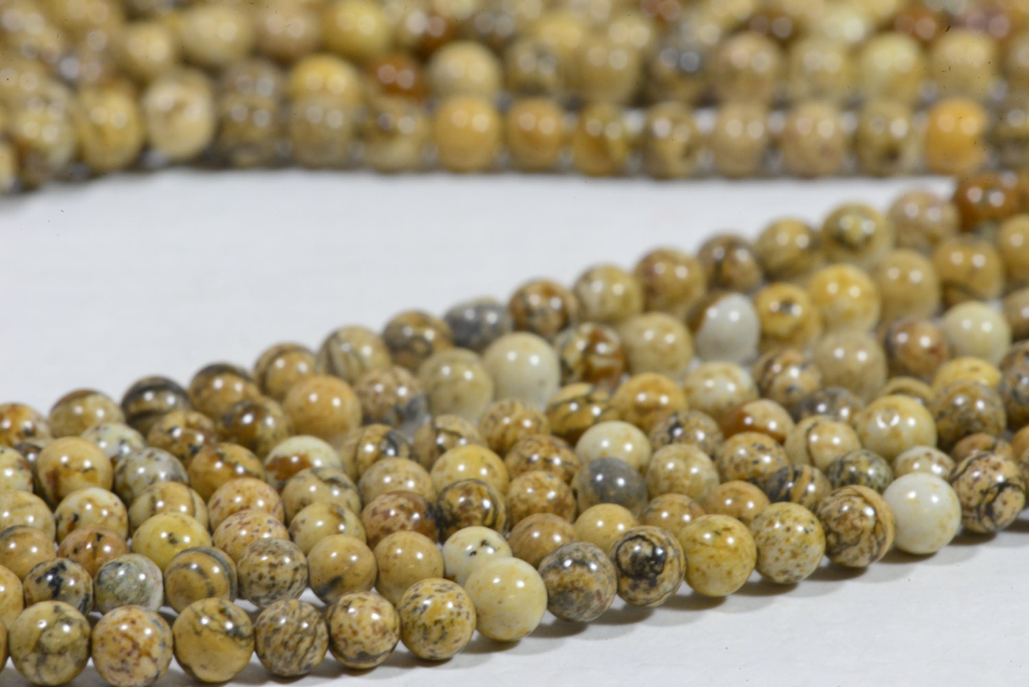 Picture Jasper Beads: 4.6mm Round Gemstone Beads, 8" Strand