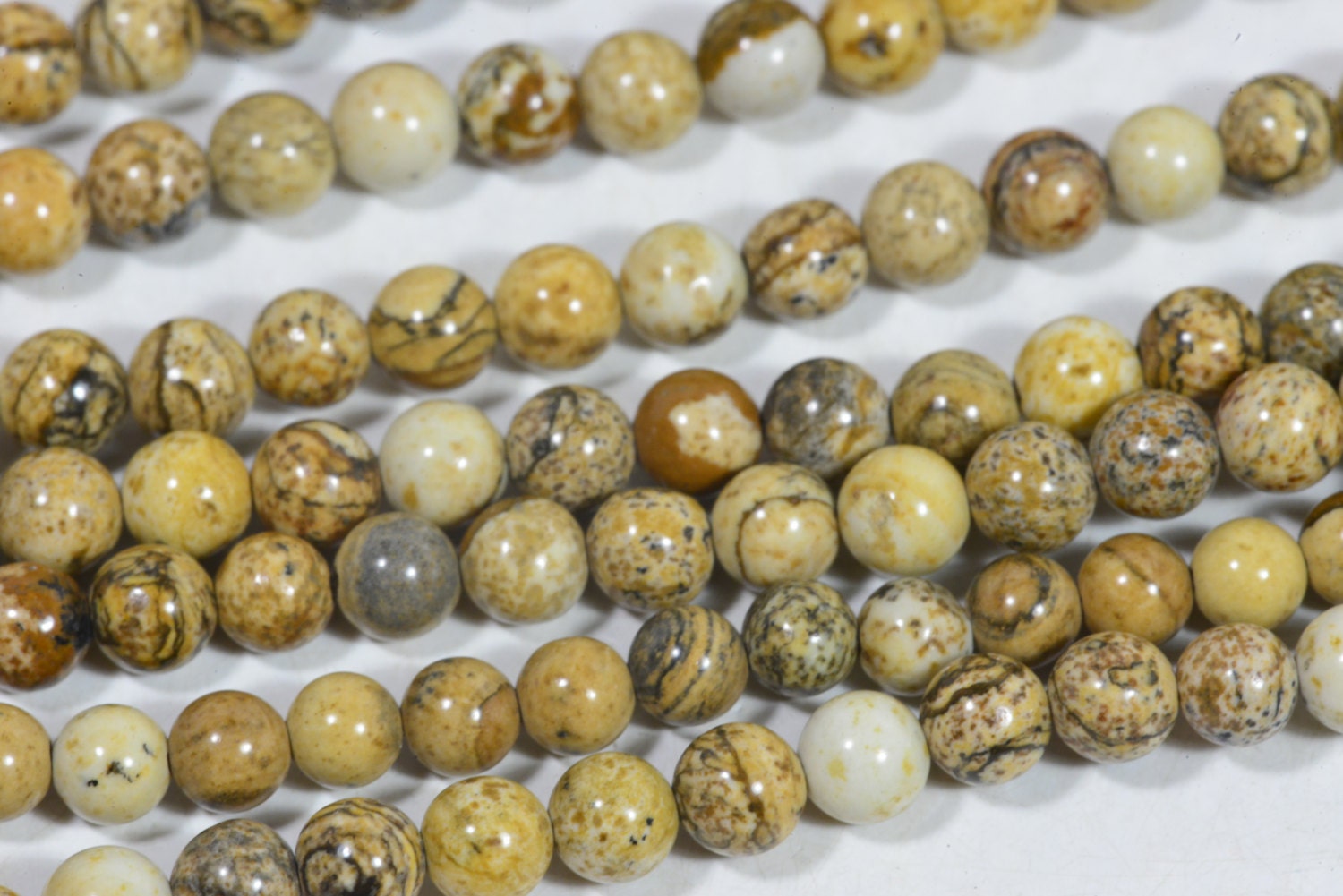 Picture Jasper Beads: 4.6mm Round Gemstone Beads, 8" Strand