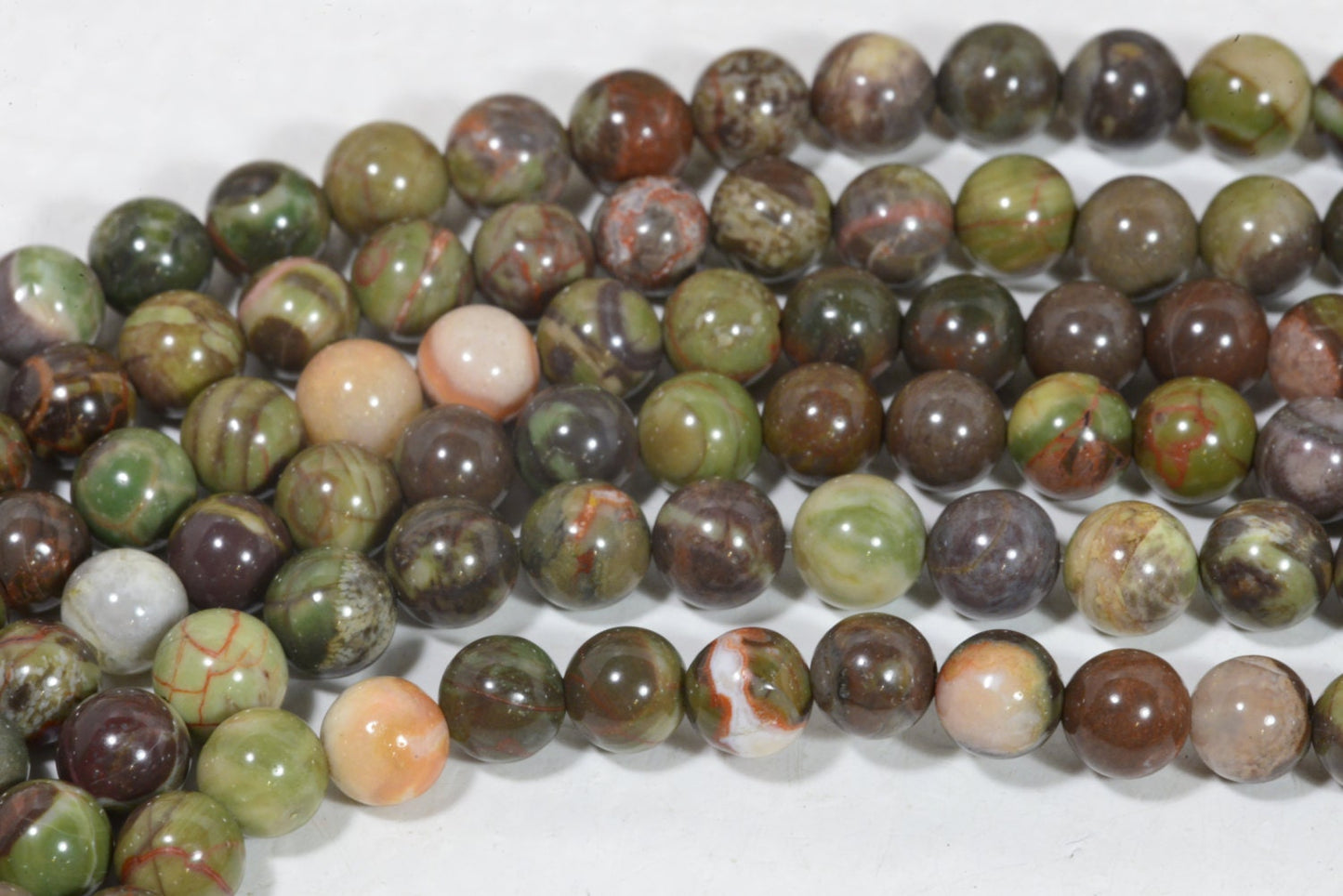 6mm Rainforest Jasper Beads: Natural Gemstone Bracelet Supplies