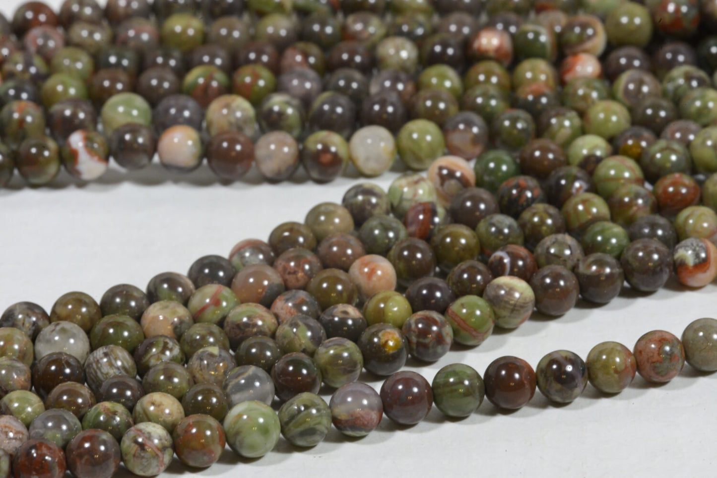 6mm Rainforest Jasper Beads: Natural Gemstone Bracelet Supplies