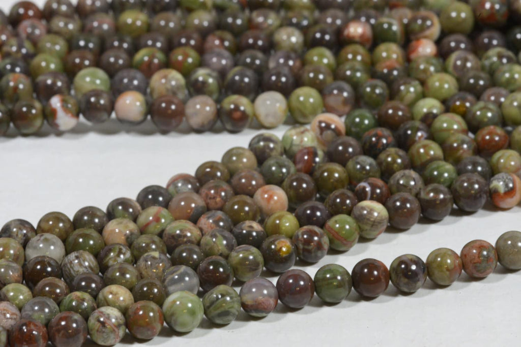 Rainforest Jasper Beads: Round Gemstone Jewelry Supplies, 6.4mm Strand