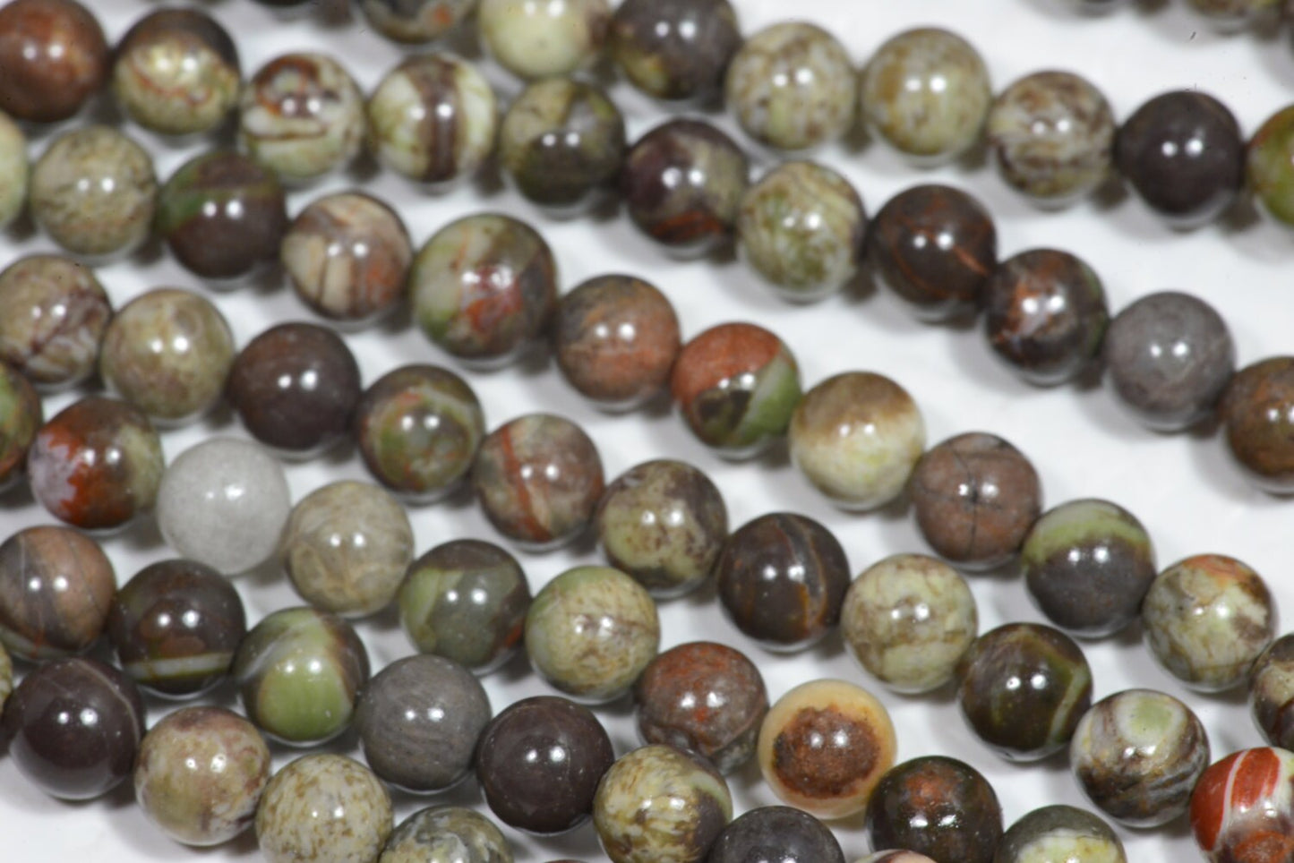 AAA Rainforest Jasper Beads: 4mm Round Gemstone Strand