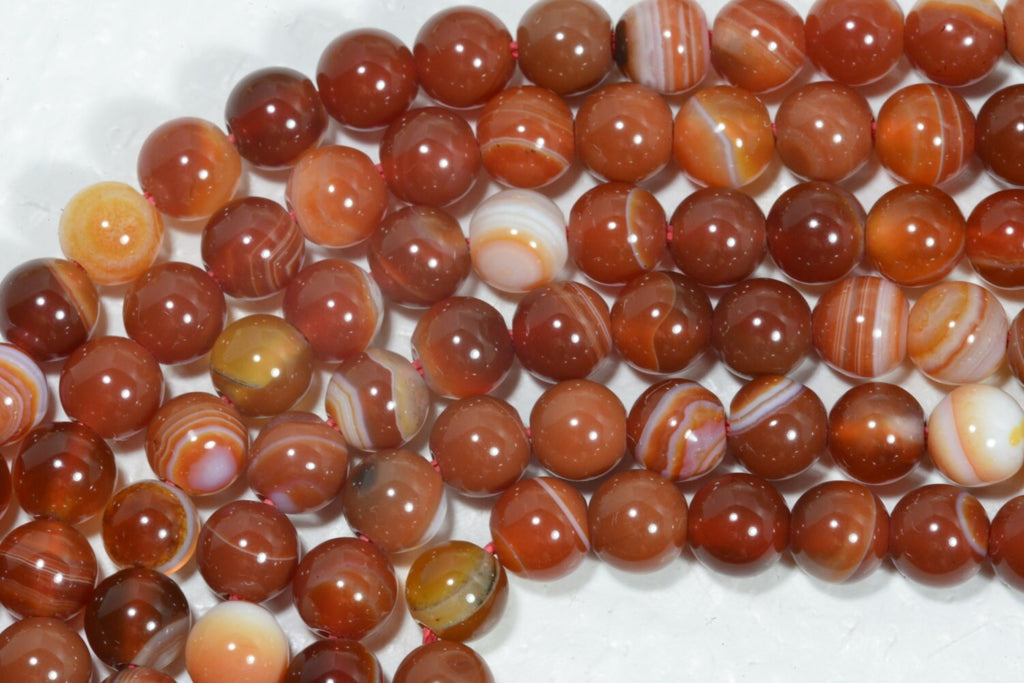 Red Agate Beads: 6.3mm Round Gemstone Strand (7 3/4")