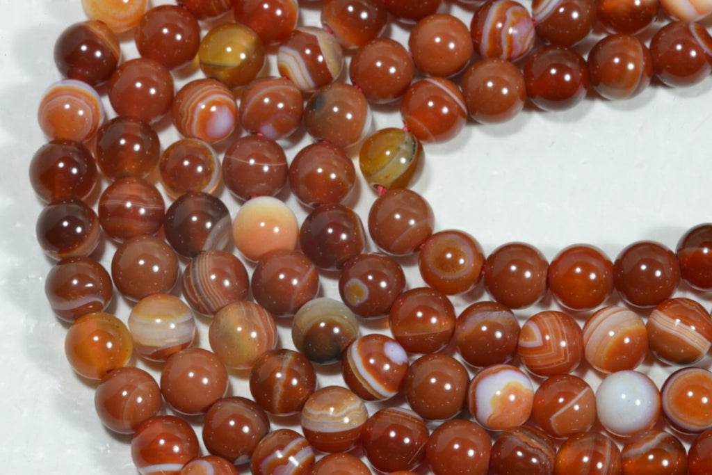 Red Agate Beads: 6.3mm Round Gemstone Strand (7 3/4")