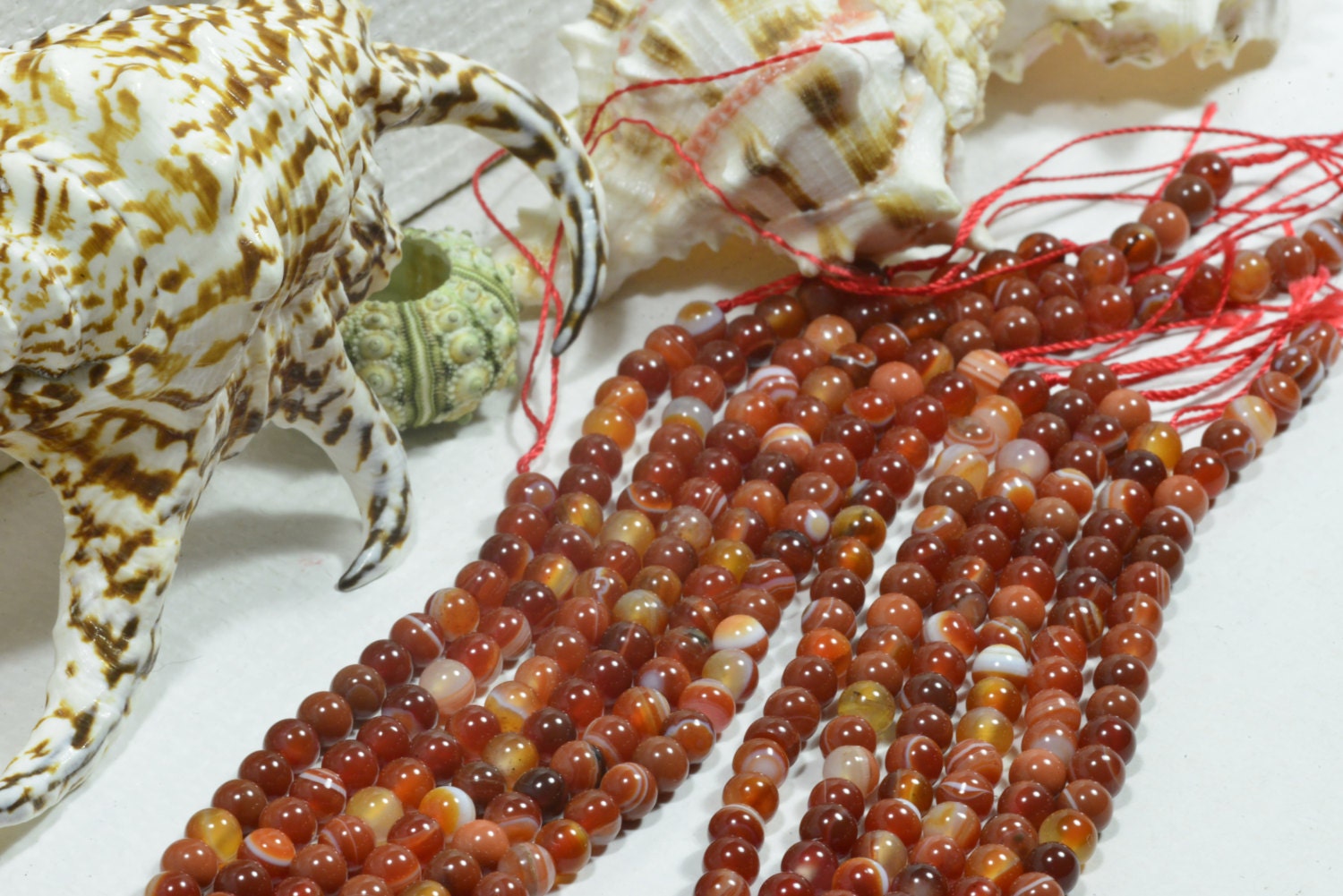 Red Agate Beads 6.3mm: Natural Gemstone Jewelry Making Supplies