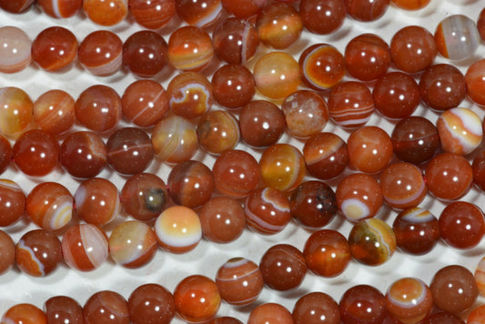 Red Agate Beads: 6.3mm Round Gemstone Strand (7 3/4")
