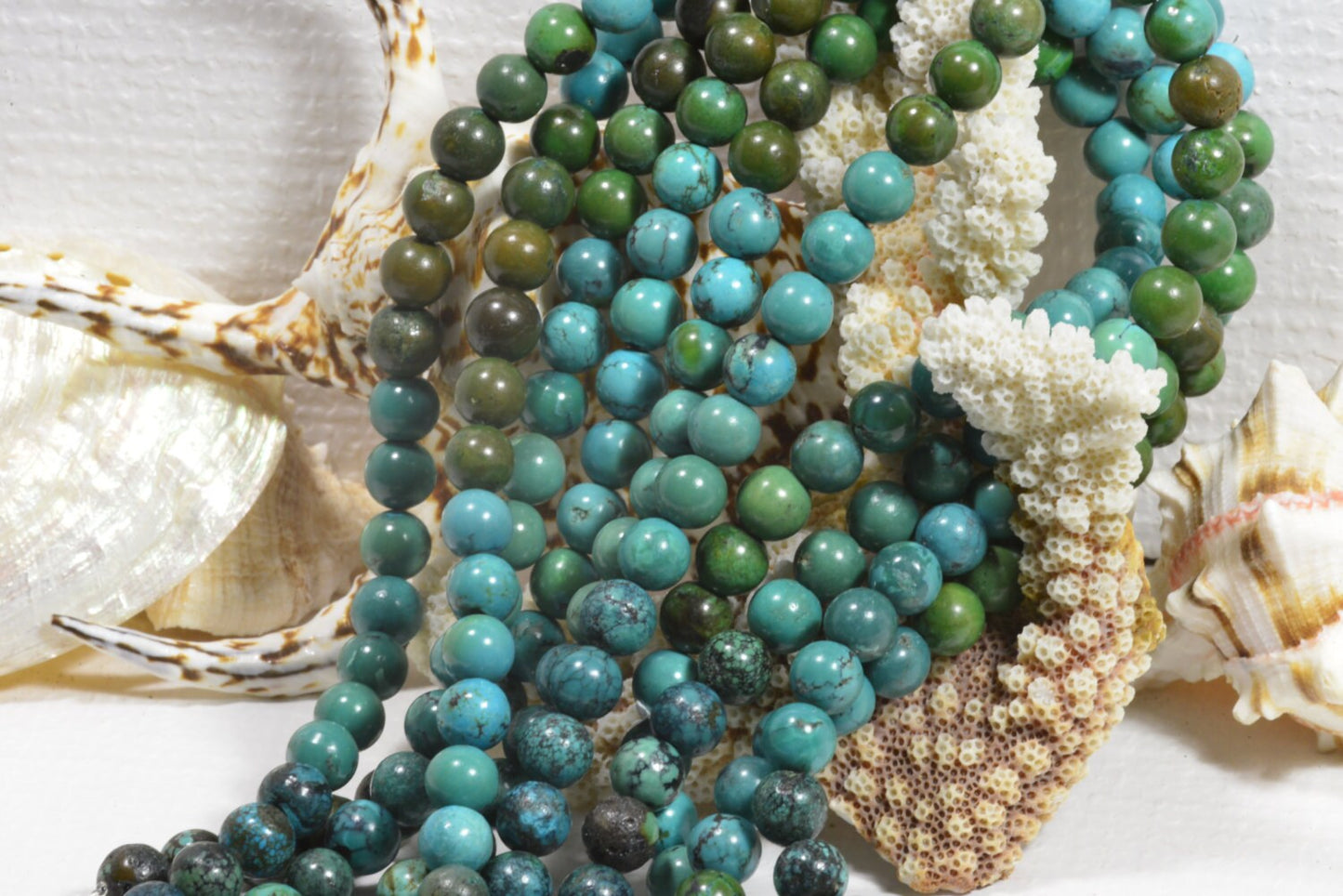 African Jasper Turquoise Beads: 9mm Round Gemstone, 16" Strand