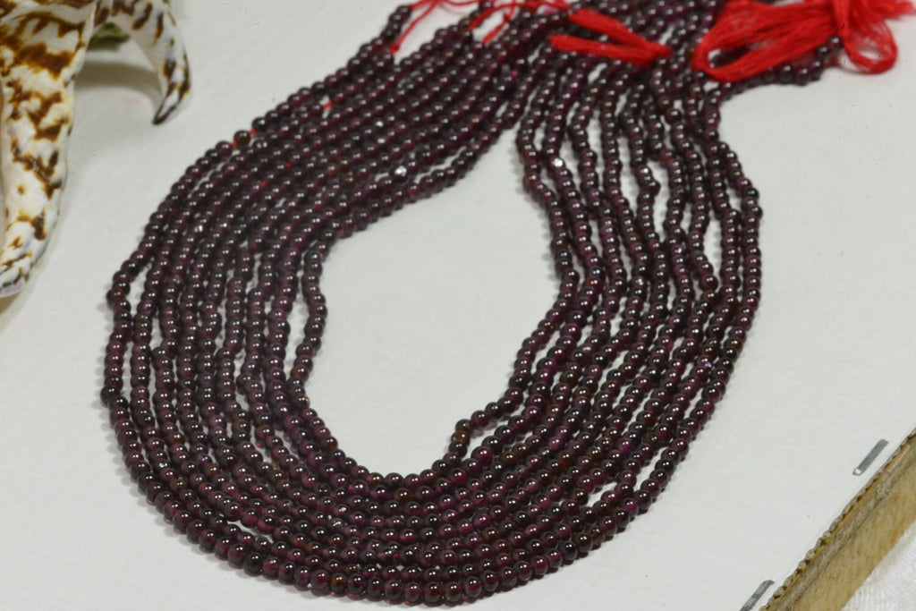 Red Garnet Beads: 3.3mm Round Gemstone Beads, 14.5" Strand