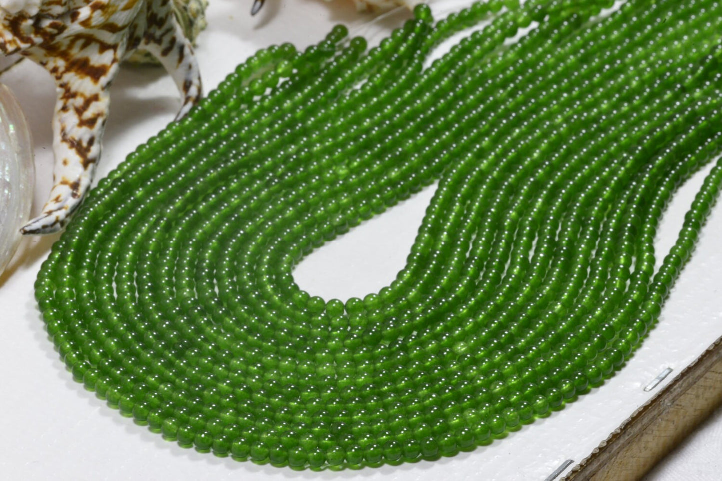 3mm Translucent Green Jade Beads: Natural Gemstone Jewelry Making Supplies