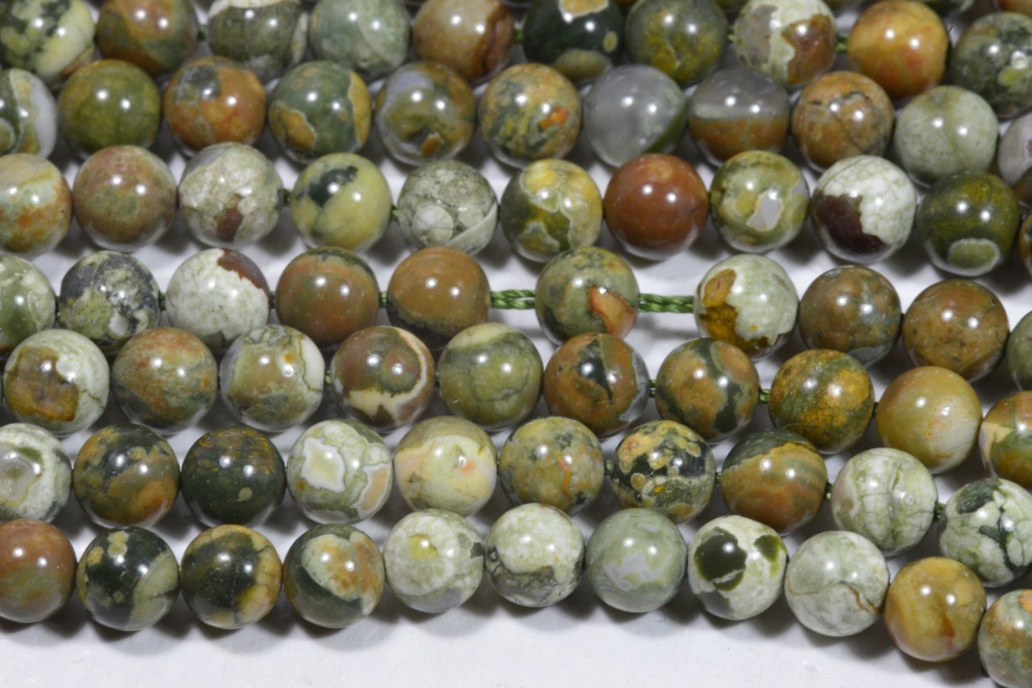 6mm Rainforest Rhyolite Jasper Beads: Natural Gemstone Jewelry Supplies