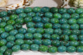 Natural Turquoise Gemstone Beads: Green & Black Egg Beads, 15 3/4" Strand