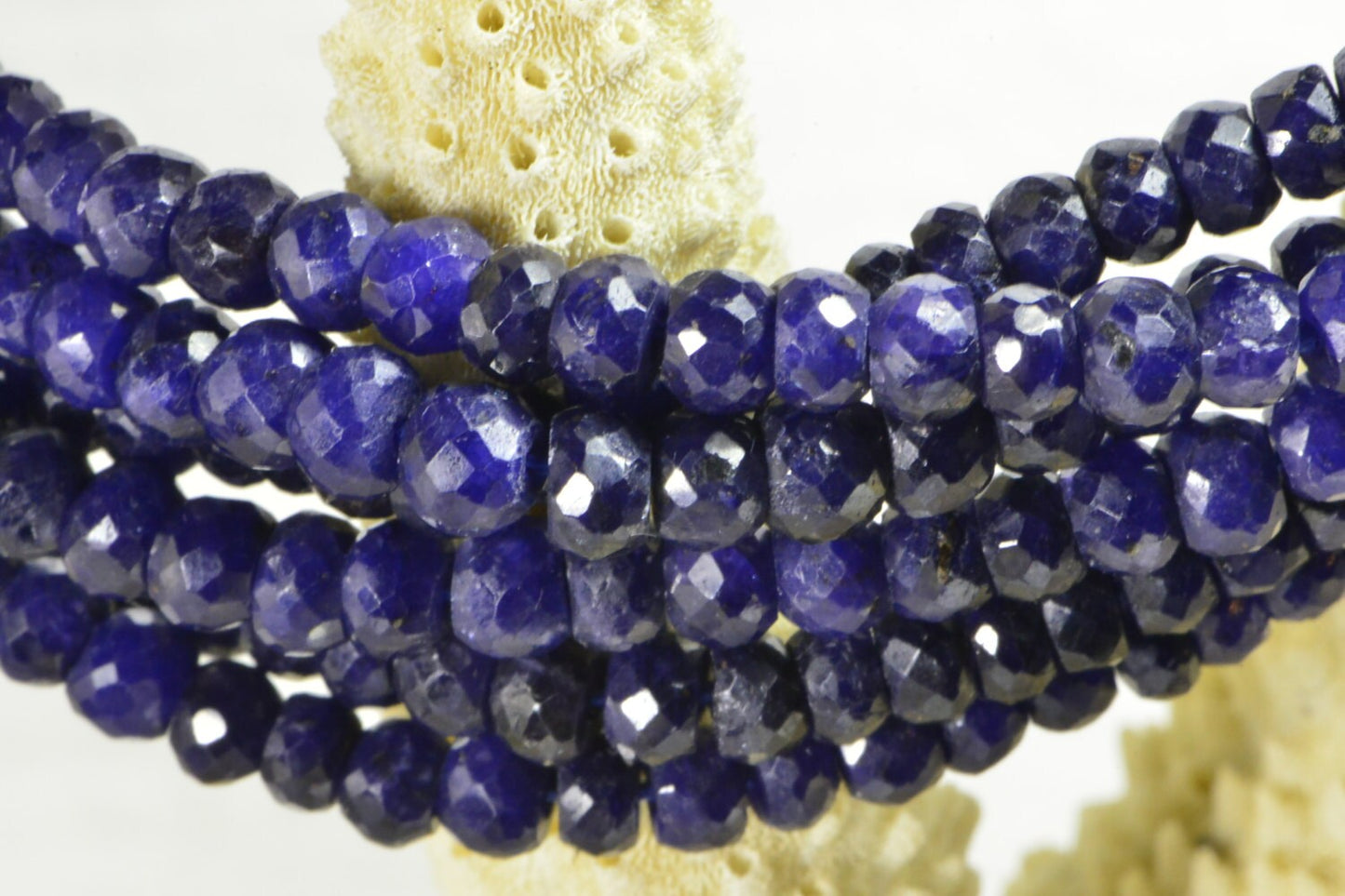 4mm Natural Sapphire Rondelle Beads Gemstone Navy Blue Half Strand
