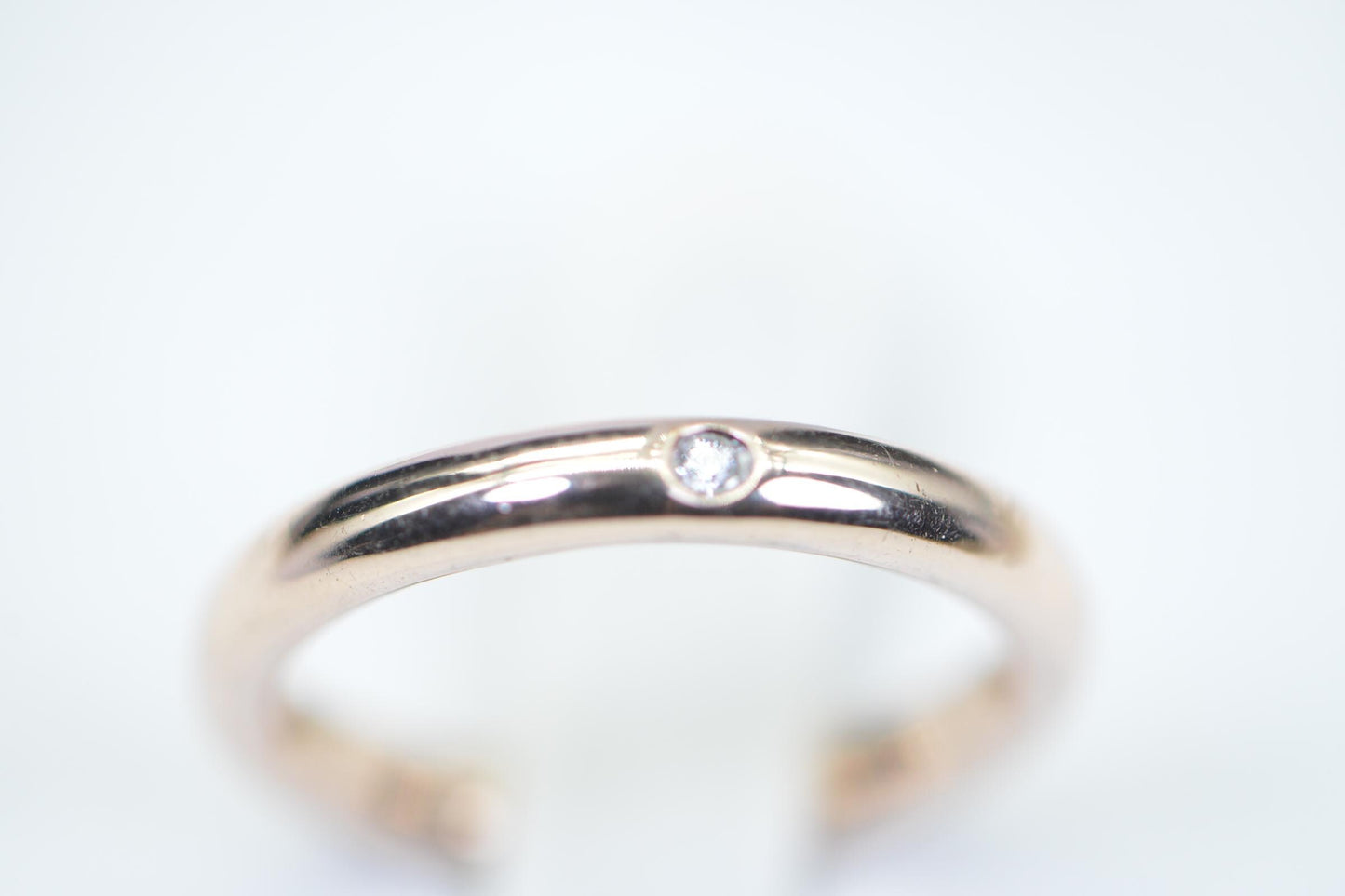 Rose Gold Vermeil Band: White Diamond Man Ring, Size 7